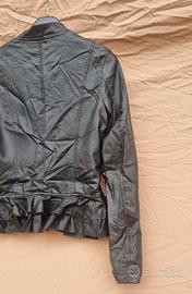 Giacca Ecopelle Nera con Balza - Taglia S