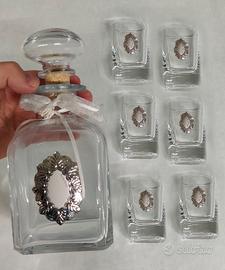 Bottiglia + bicchierini in cristallo made in Italy