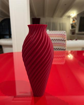 Vaso Spirale Rosso Stampato in 3D - Design Moderno