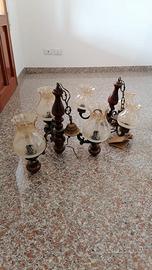 lampadari antichi ottone legno cristallo