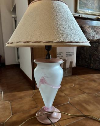 Paralume grande vintage in vetro satinato e rosa