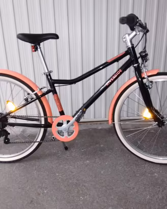 BICICLETTA RIVERSIDE 500 9-12, 24'', nera/rosa.