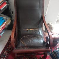 Poltrona legno e pelle 
