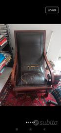Poltrona legno e pelle 