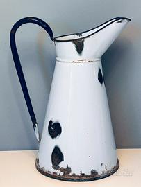 Grande Brocca Vintage in Smalto Bianco e Blu