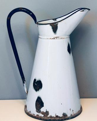 Grande Brocca Vintage in Smalto Bianco e Blu