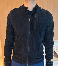 Giacchetto Aglini pelle effetto renna blu notte 52