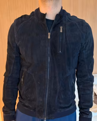 Giacchetto Aglini pelle effetto renna blu notte 52
