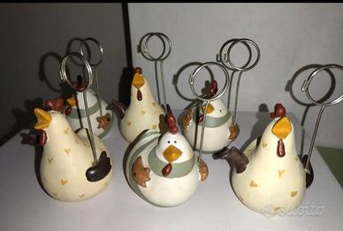 Segnaposto Portafoto Animali Gallina 6 pz