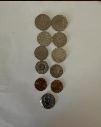 Lotto 11 monete svizzere Helvetia 1, 5, 10, 20 Rap