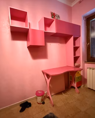 Moretti Compact cameretta – Scrivania rosa + pensi