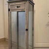 Lanterna grigia in legno,metallo e vetro 32,5x110