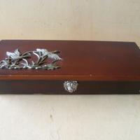 Scatola legno decorata per carte da poker anni 60