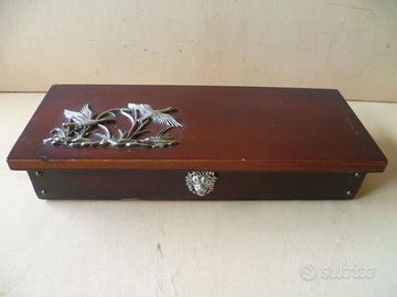 Scatola legno decorata per carte da poker anni 60