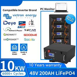 PACCO BATTERIA LITIO 48V 200Ah 10KWh LIFEPO4 ACCUM