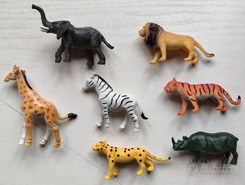 Lotto 7 animali savana foresta giocattolo piccoli