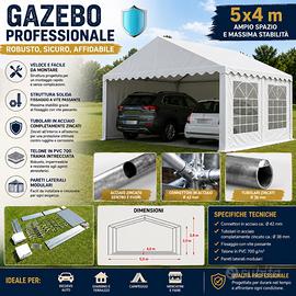 Gazebo PVC 700 5x4 con Pareti Laterali