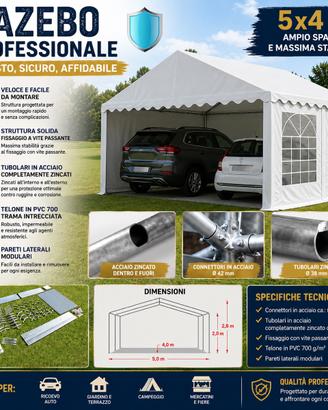 Gazebo PVC 700 5x4 con Pareti Laterali