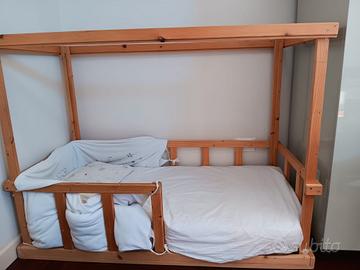 lettino montessoriano legno massello con materasso