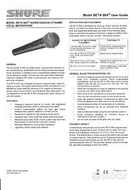Manuale originale Shure Beta 58A - USA 2005