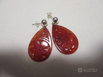 Orecchini  argento   con goccia in corniola