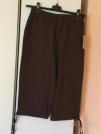 Pantalone pinocchietto marrone in lino