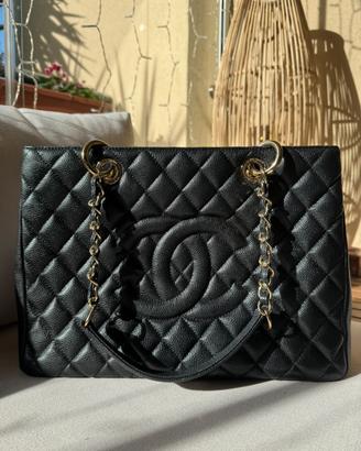 Chanel GST grand shopping tote bag nero caviar