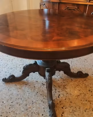 Tavolo Rotondo Anni '80 in Legno massello