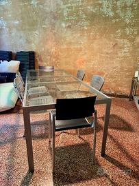 Tavolo Armani Tempered cristallo e acciaio