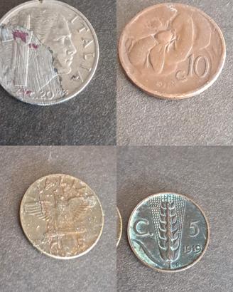 lotto 4 monete rare regno 20 centesimi 1936, 1919