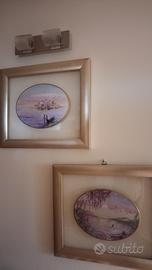 Due quadri in ceramica e legno 43 cm x 37 cm