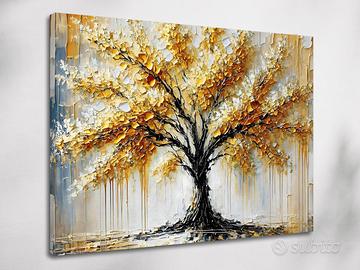 Stampa su tela 90x60 - Quadro "Albero a 24 carati"