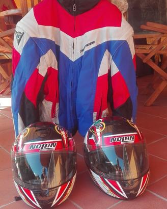 Giubbotto +caschi + guanti in pelle