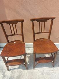 Coppia sedie fine 800 con inginocchiatoio  in noce
