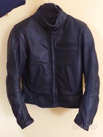 Giacca moto nera in vera pelle con protezioni 