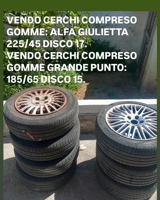 vend  cerchi alfa romeo giulietta e fiat grand pun