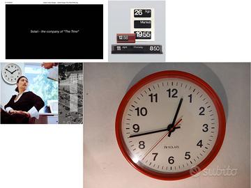 Orologio vintage SOLARI UDINE 30 cm rosso anni 60