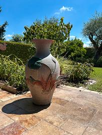 Vaso da giardino terracotta con disegni in rilievo
