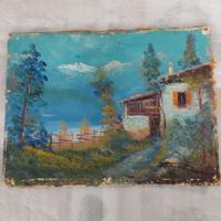 bozzetto ad olio veduta lago di garda 1930