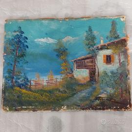 bozzetto ad olio veduta lago di garda 1930