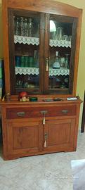 Cristalliera in legno noce arte povera 103x42x205