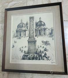 Disegno di Livio Apolloni Roma Antica in cornice 
