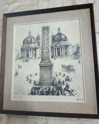 Disegno di Livio Apolloni Roma Antica in cornice 