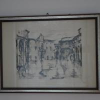 Quadro paesaggio con cornice un po' rovinata