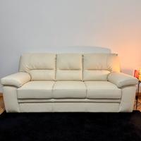 Divano 3 posti ecopelle crema 210 cm – come nuovo