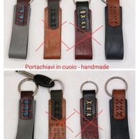 portachiavi artigianale in cuoio con anello