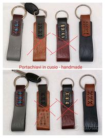 portachiavi artigianale in cuoio con anello