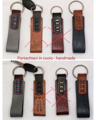 portachiavi artigianale in cuoio con anello