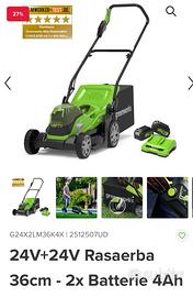 Tagliaerba elettrico Greenworks 24+24 volt
