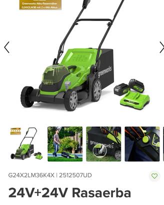 Tagliaerba elettrico Greenworks 24+24 volt